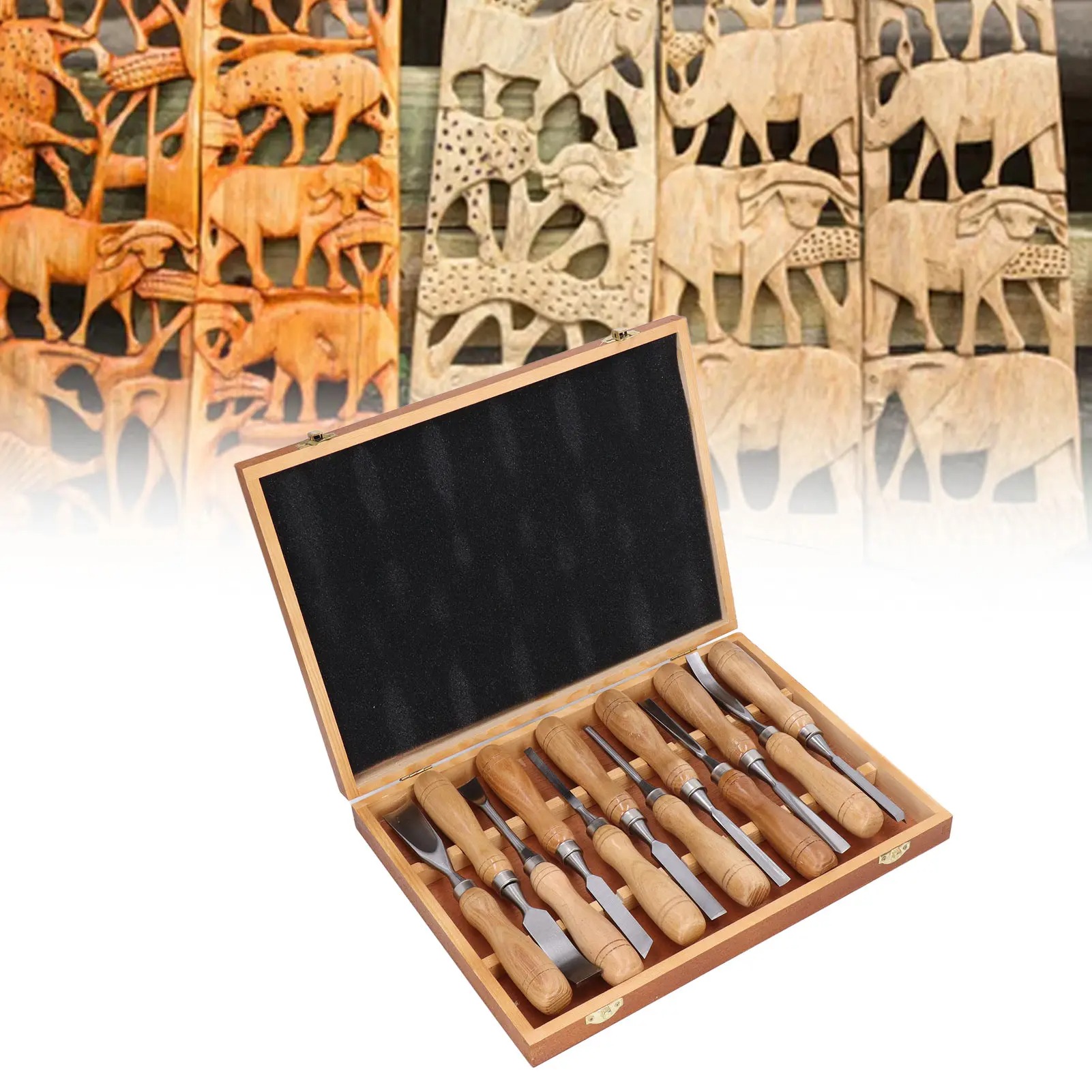 Wood Chisel Set - Ensemble de 12 outils de sculpture