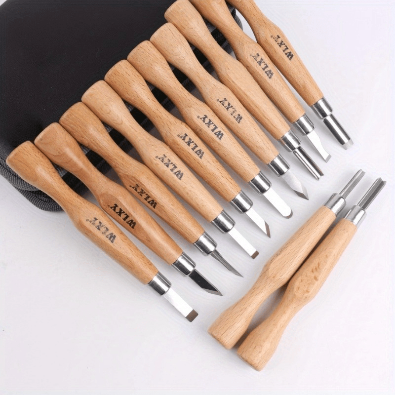 Wood Chisel Set - Ensemble de 12 ciseaux et couteaux